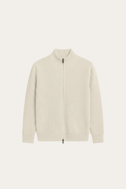 RIBBED ZIP UP VEST CREME