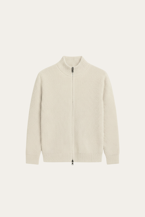 RIBBED ZIP UP VEST CREME