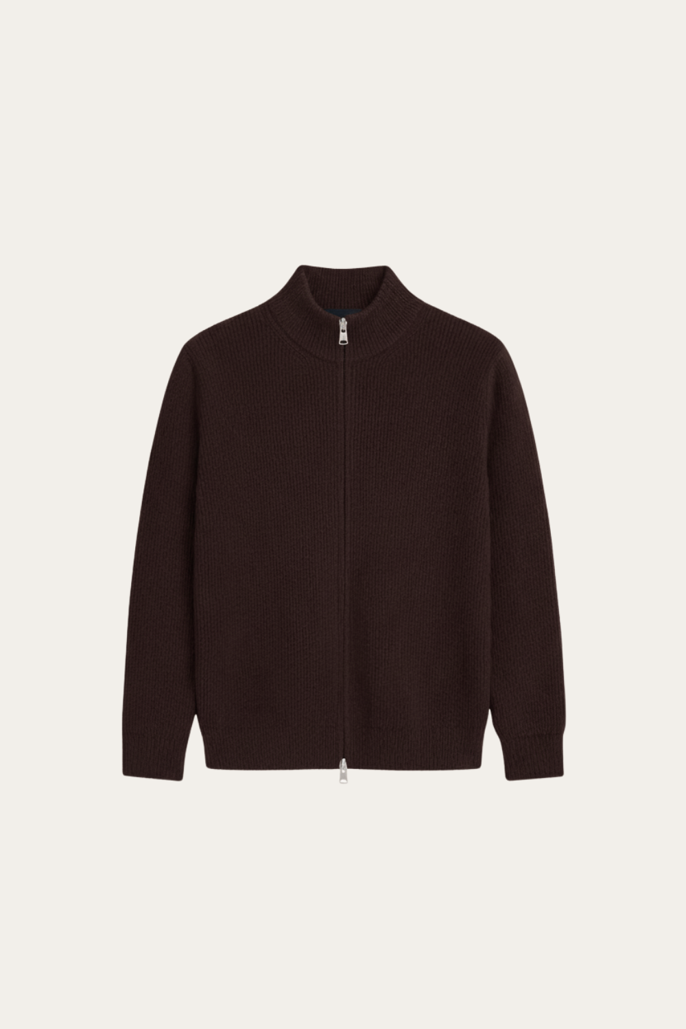 RIBBED ZIP UP VEST BROWN