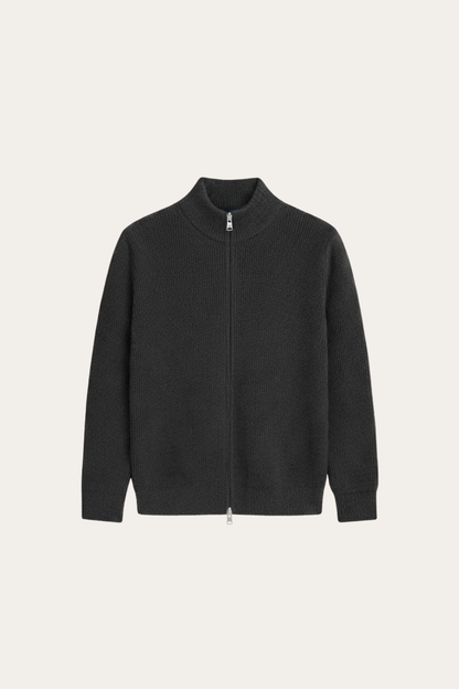 RIBBED ZIP UP VEST DARK GREY