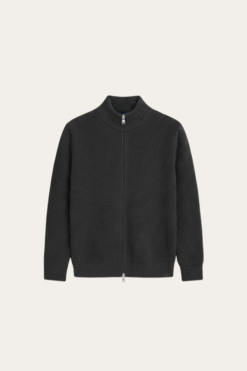 RIBBED ZIP UP VEST DARK GREY