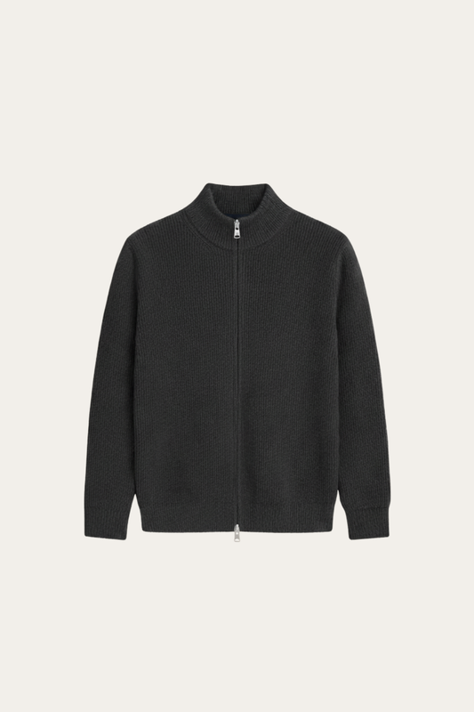 RIBBED ZIP UP VEST DARK GREY