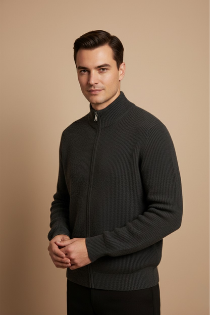 RIBBED ZIP UP VEST DARK GREY