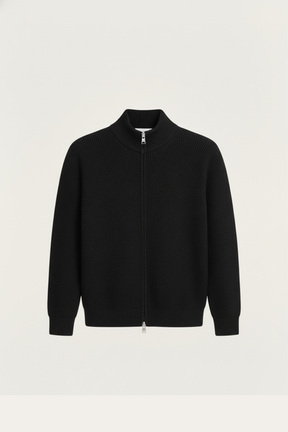 RIBBED ZIP UP VEST BLACK