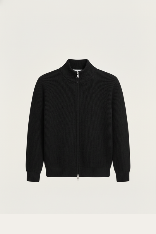 RIBBED ZIP UP VEST BLACK